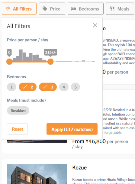 [PMS] Extended Filters on Accommodation Booking Engine