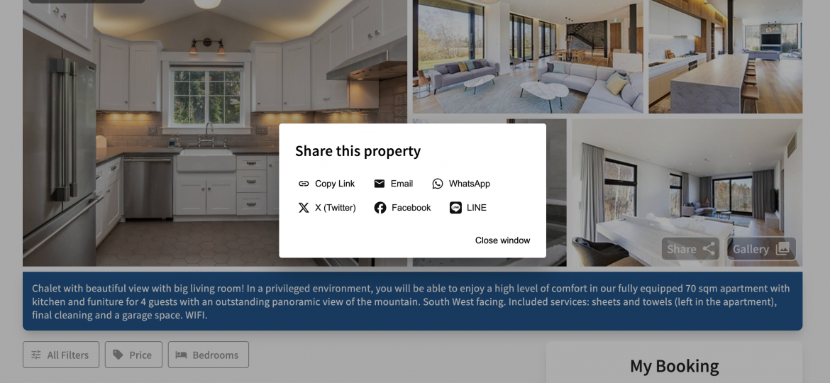 accommodation booking page share link in English